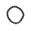 Bracelet perles rondes Malachite et Pierre de lave