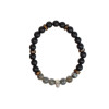 Bracelet perles rondes charms Tête de mort Labradorite Obsidienne noire matte