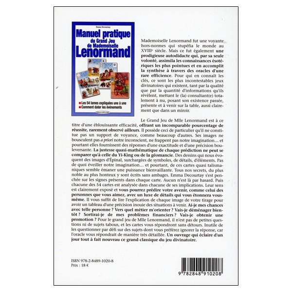 Manuel pratique du Grand Jeu de Melle Lenormand - Les 54 lames expliquées une à une - Comment dater les événements