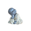 Statuette Moine Souriant 7 cm - Résine - Gris