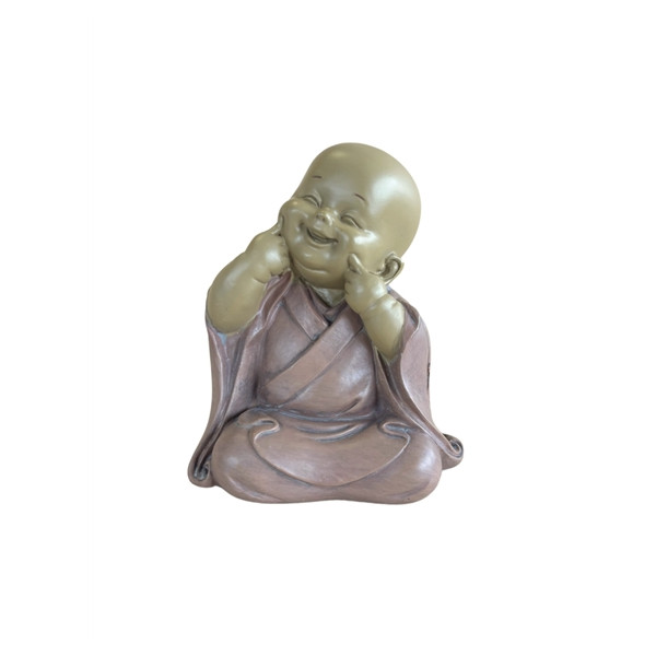 Statuette Moine Rieur 10 cm - Résine - Rouge