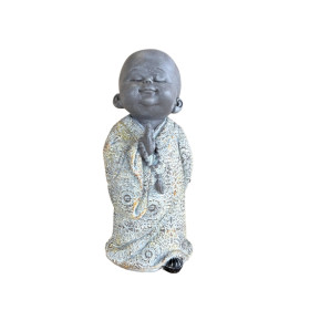 Statuette Moine Debout 16,5 cm - Résine - Gris
