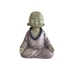 Statuette Moine Méditatif 13,5 cm - Résine - Rouge