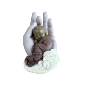 Statuette Moine Shuni Mudra 16,5 cm - Résine - Rouge