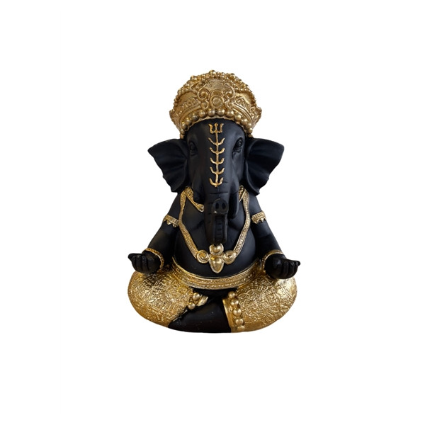 Statuette Ganesh Méditatif 17 cm - Résine - Doré