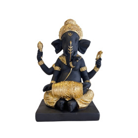 Statuette Ganesh avec Dholak 24 cm - Résine - Doré