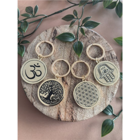 Porte-clés métal doré Fleur de vie