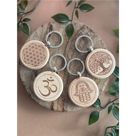 Porte-clés bois Fleur de vie