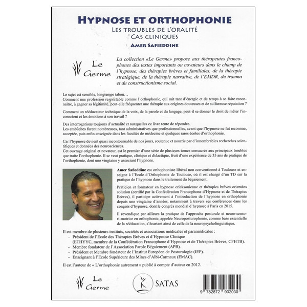 Hypnose et orthophonie - Les troubles de l'oralité - Cas cliniques Tome 1