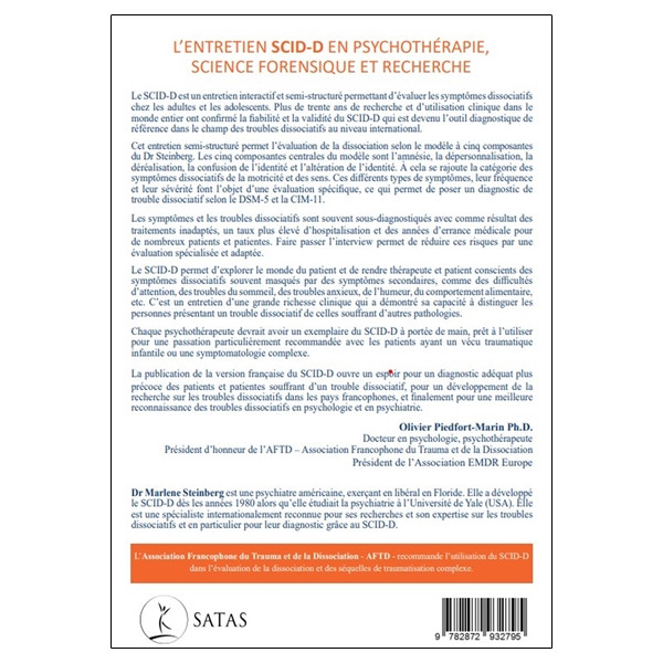 L'entretien SCID-D : L'évaluation de la dissociation en psychothérapie, science forensique et recherche