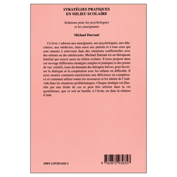 Stratégies pratiques en milieu scolaire - Solutions pour les psychologues et les enseignants