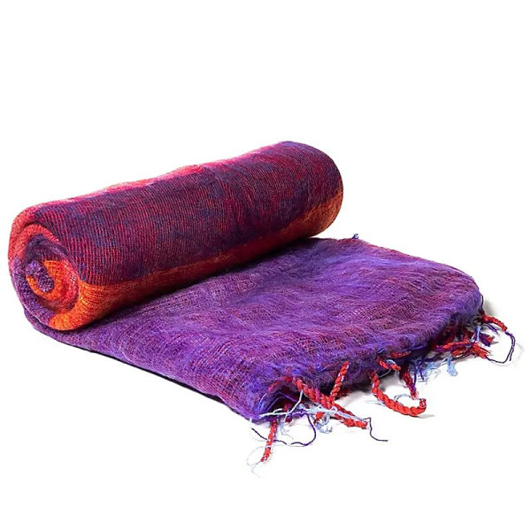 Châle de Méditation violet à rayures -- 200x80 cm