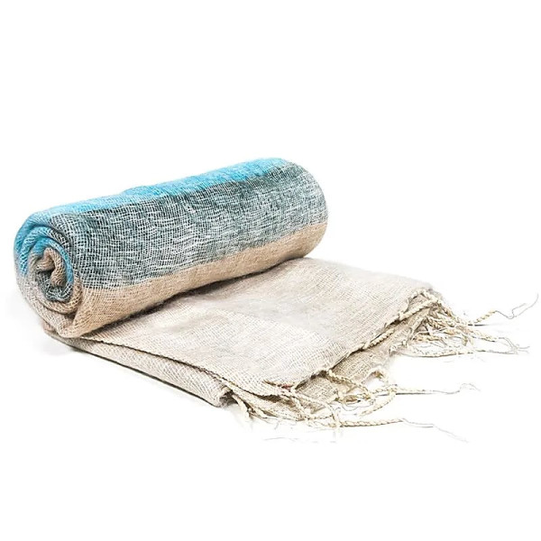 Châle de Méditation - crème à rayures -- 200x80 cm