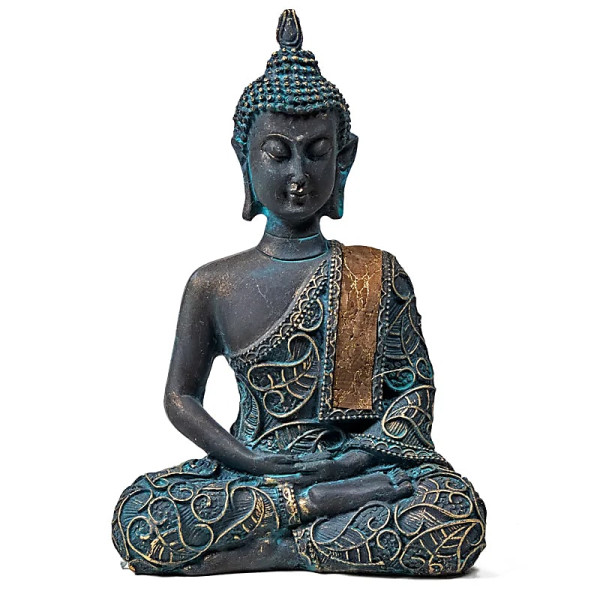 Bouddha en méditation finitions antiques -- 170 g； 9x5x14 cm