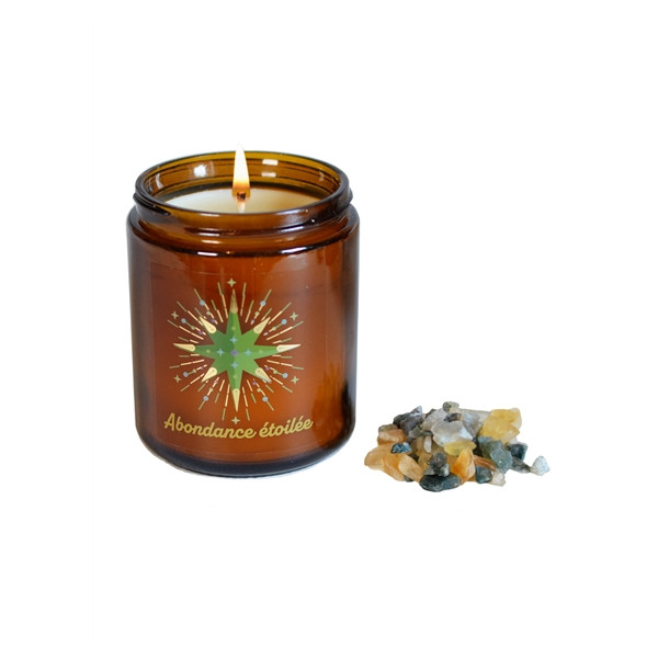 Bougie lithothérapie parfumée Abondance étoilée
