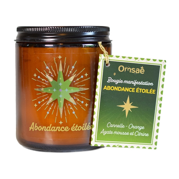 Bougie lithothérapie parfumée Abondance étoilée