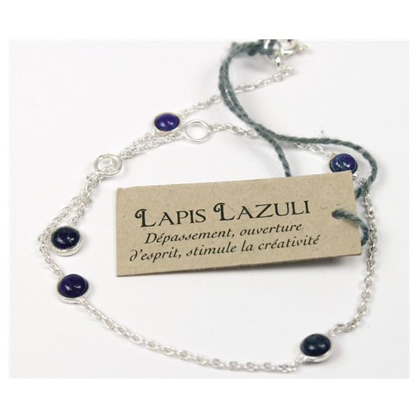 Bracelet pierres Lapis lazuli 4 mm - Argent 925