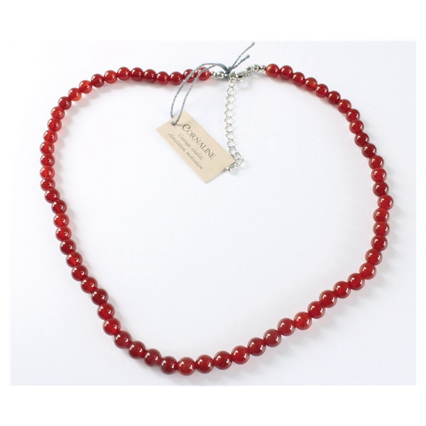 Collier Cornaline Perles rondes 8 mm