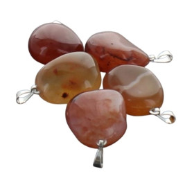 Pendentif pierre roulée - Cornaline chauffée