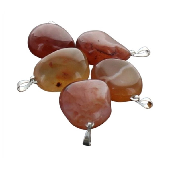 Pendentif pierre roulée - Cornaline chauffée