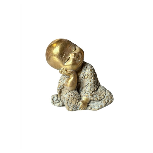 Statuette Moine Souriant 7 cm - Résine - Doré