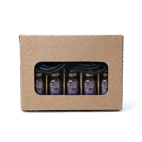 Fiole cadeau en verre sur corde améthyste et lotus -- 3,6 cm