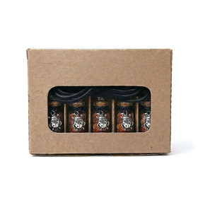 Fiole cadeau en verre sur corde cornaline et coccinelle -- 3,6 cm