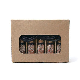 Fiole cadeau en verre sur corde pierre de soleil et graine de vie -- 3,6 cm