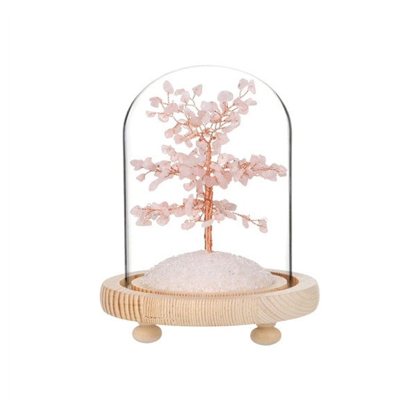 Arbre du Bonheur sous cloche Quartz Rose