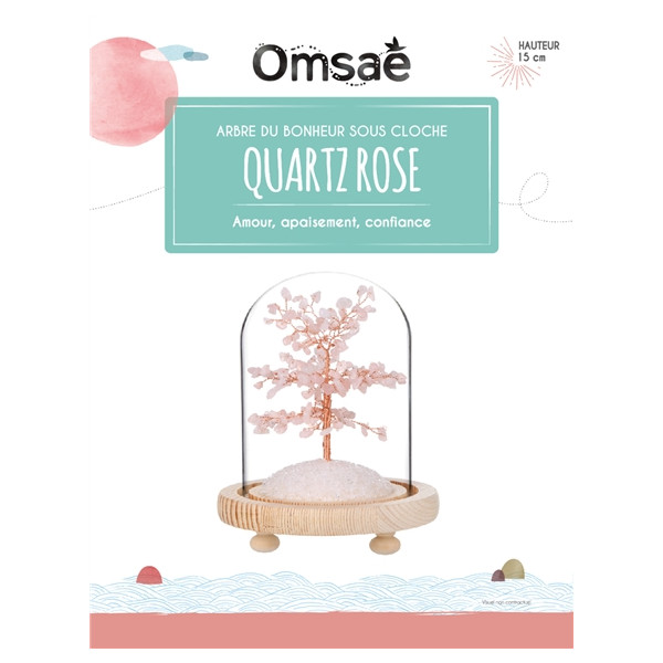 Arbre du Bonheur sous cloche Quartz Rose