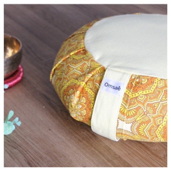 Zafu en Sarrasin Imprimé Mandala Jaune