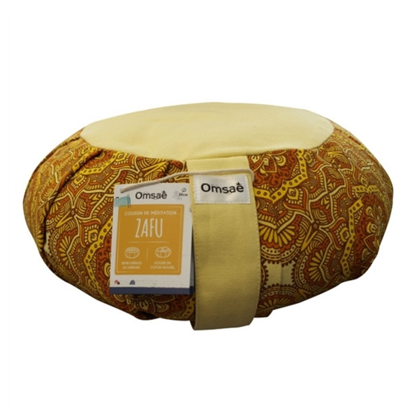 Zafu en Sarrasin Imprimé Mandala Jaune