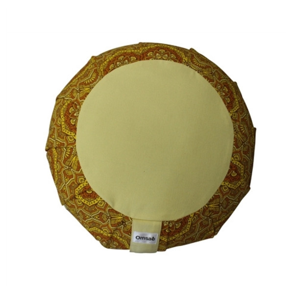 Zafu en Sarrasin Imprimé Mandala Jaune