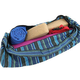 Sac de yoga coton bleu rayé -- 67x24 cm