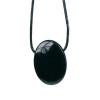 Collier Tourmaline Noire Pierre ovale percée Cordon noir