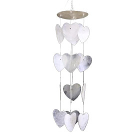 Emballé par 2, Mobiles petits cÅurs blancs coquillage capiz -- 35 cm