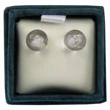 Boucles d'oreilles perles de cristal de roche - 6 mm