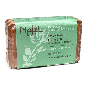 Najel savon d'Alep Rhassoul et huile d'Argan -- 100 g