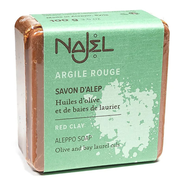 Najel Savon d'Alep exfoliant à l'argile rouge -- 100 g