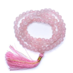 Mala Quartz rose AA 108 perles+sachet -- 0.7 cm