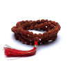 Mala Rudraksha 108 grains + floche rouge -- 0.8 cm