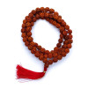 Mala Rudraksha 108 grains + floche rouge -- 0.8 cm