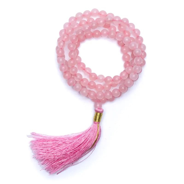 Mala quartz rose 108 perles qualité AA + sachet -- 0.6 cm