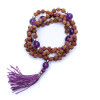 Mala Rudraksha et Améthyste gland violet -- 0.5 cm