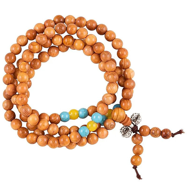 Mala bois élastique perles ornementales et dorje -- 0.6 cm