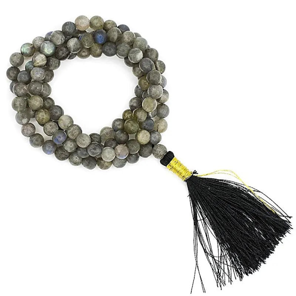 Mala Labradorite Qualité AA 108 perles + sac de brocart -- 0.6cm