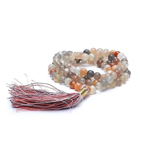 Mala pierre de Lune Qualité AA 108 perles + sac de brocart -- 0.6 cm