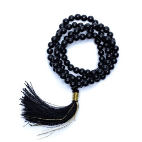 Mala Shungite qualité AA 108 perles + sachet en brocart -- 0.6 cm