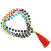 Mala 7 chakra qualité A 108 perles sachet brocart -- 0.6 cm