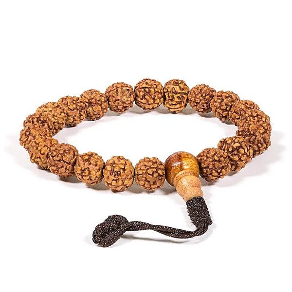 Mala/bracelet en Rudraksha 21 perles ajustable -- 0.8 cm